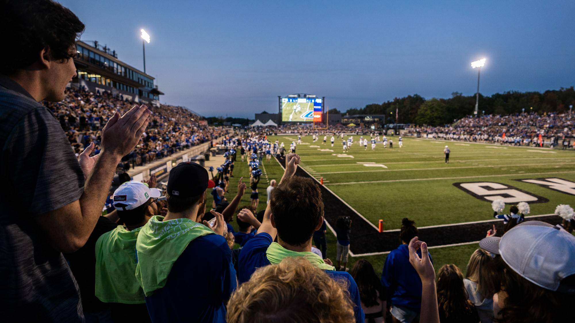 Students cheer on the Lakers at Lubbers Stadium